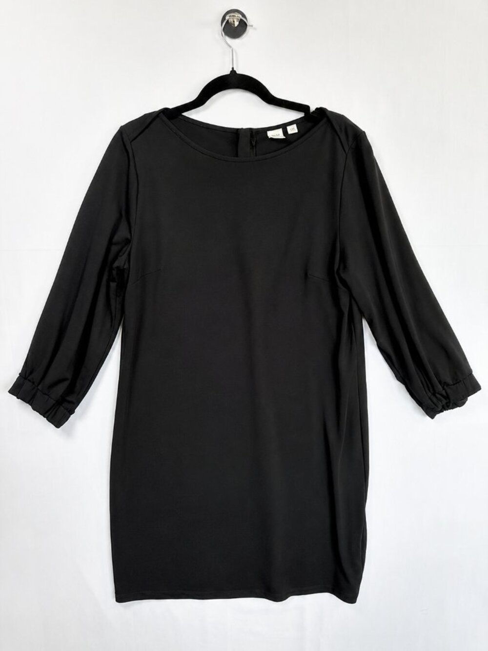 GAP Black Stretch Shift Tunic Dress 3/4 Sleeve Minimalist Workwear M